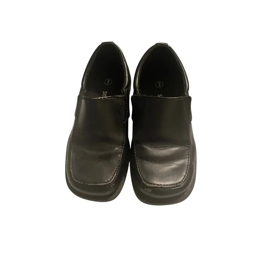 Smart Fit black slip on dress shoes toddler boys size 9 - fair condition